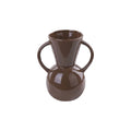 Elegant Brown Ceramic Vase with Dual Handles**
