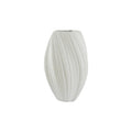 Elegant White Textured Ceramic Vase with Ribbed Design**