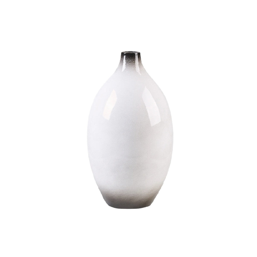 Modern Minimalist White and Gray Ceramic Vase**