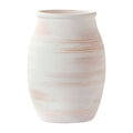 Rustic White Ceramic Vase with Textured Stripes**
