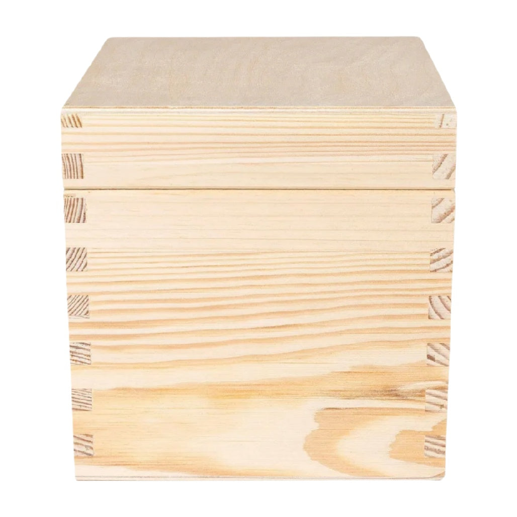 Solid Pine Wood Storage Box with Dovetail Joinery - Natural Finish